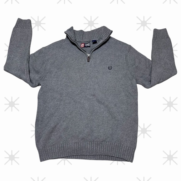 Chaps sz Large Casual cotton mock neck knit Gray pullover everyday fall Sweater - Picture 1 of 7